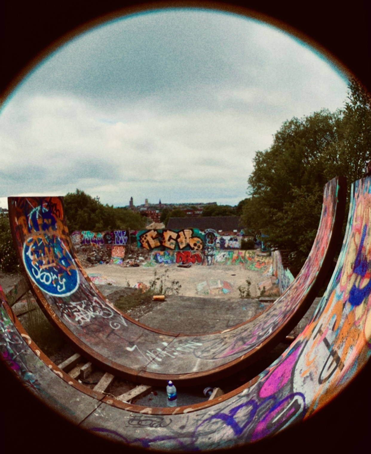 halfpipe overlooking skatepark